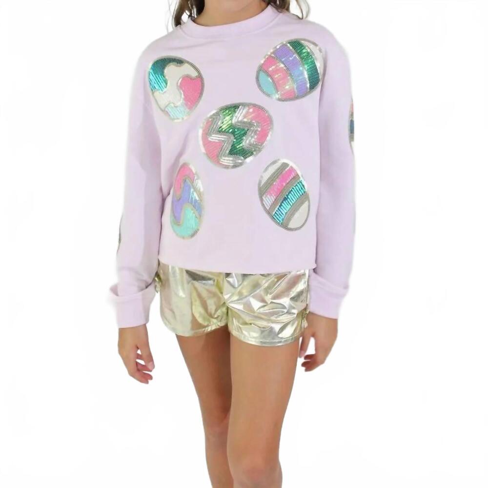 NEW PAPER FLOWER girls sequins easter eggs sweatshirt in pink